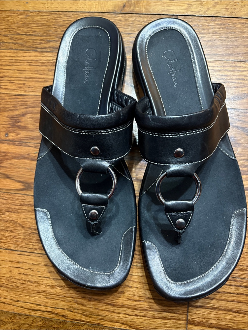 Cole Haan Sandals Nike AirBlack silver ring detail
